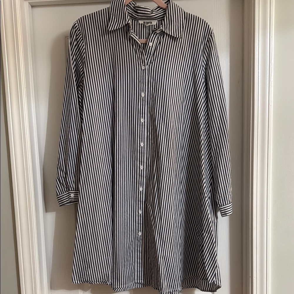BB Dakota Black and White Long Sleeve Shirt Dress